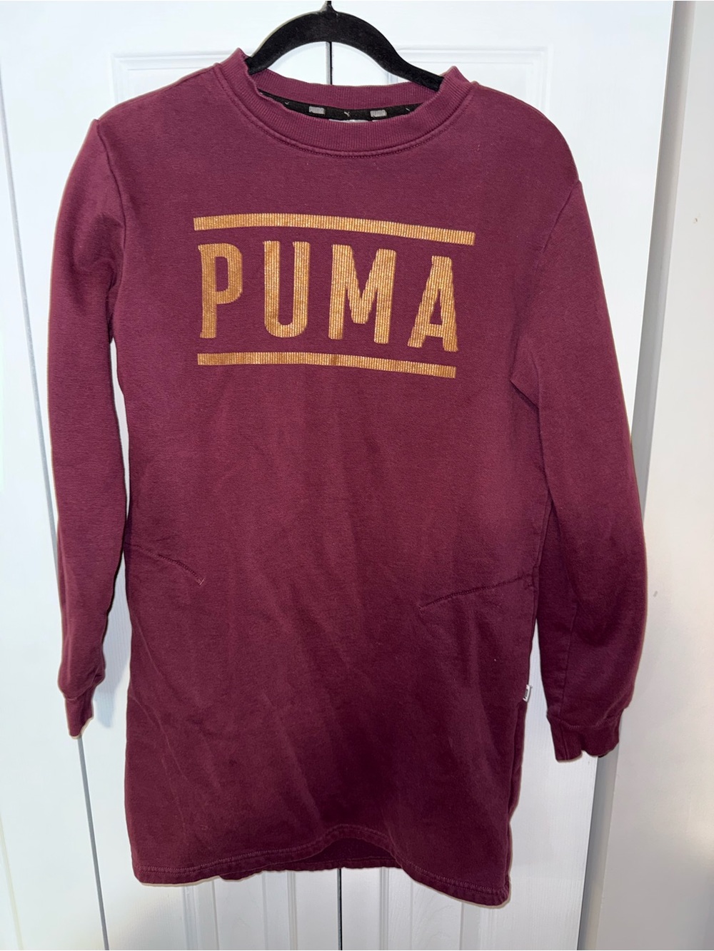 Puma Maroon Sweatshirt sweater Dress with Gold Logo